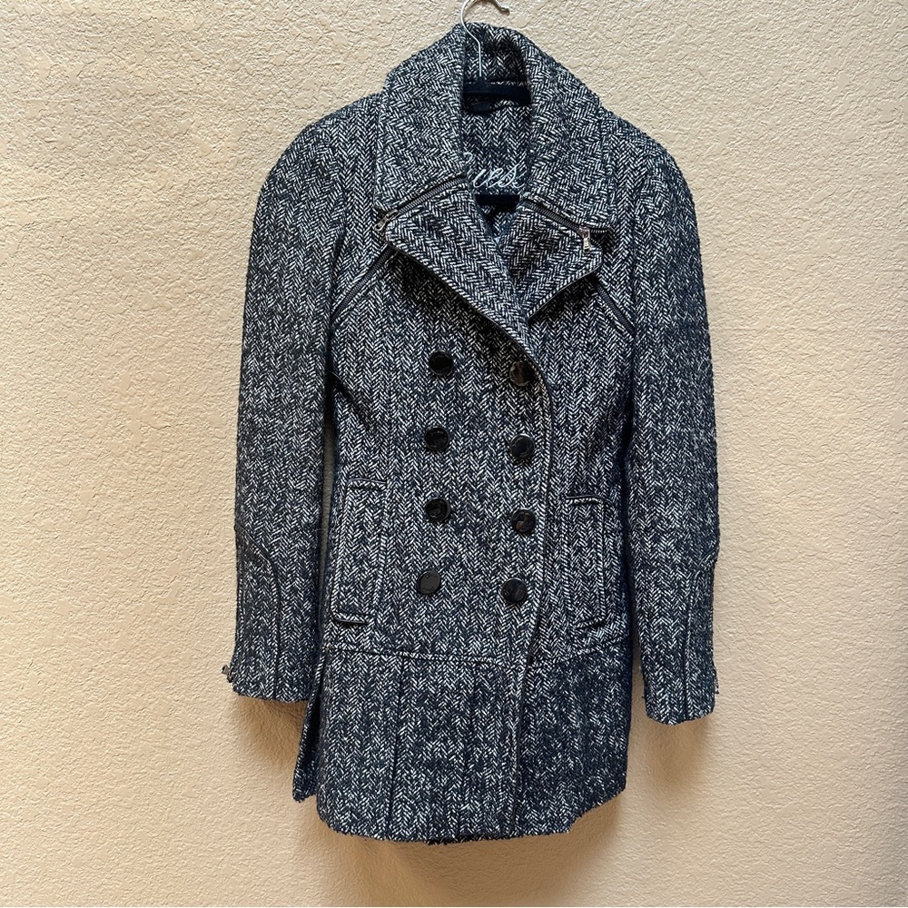 Guess Black and Gray Double-Breasted Coat